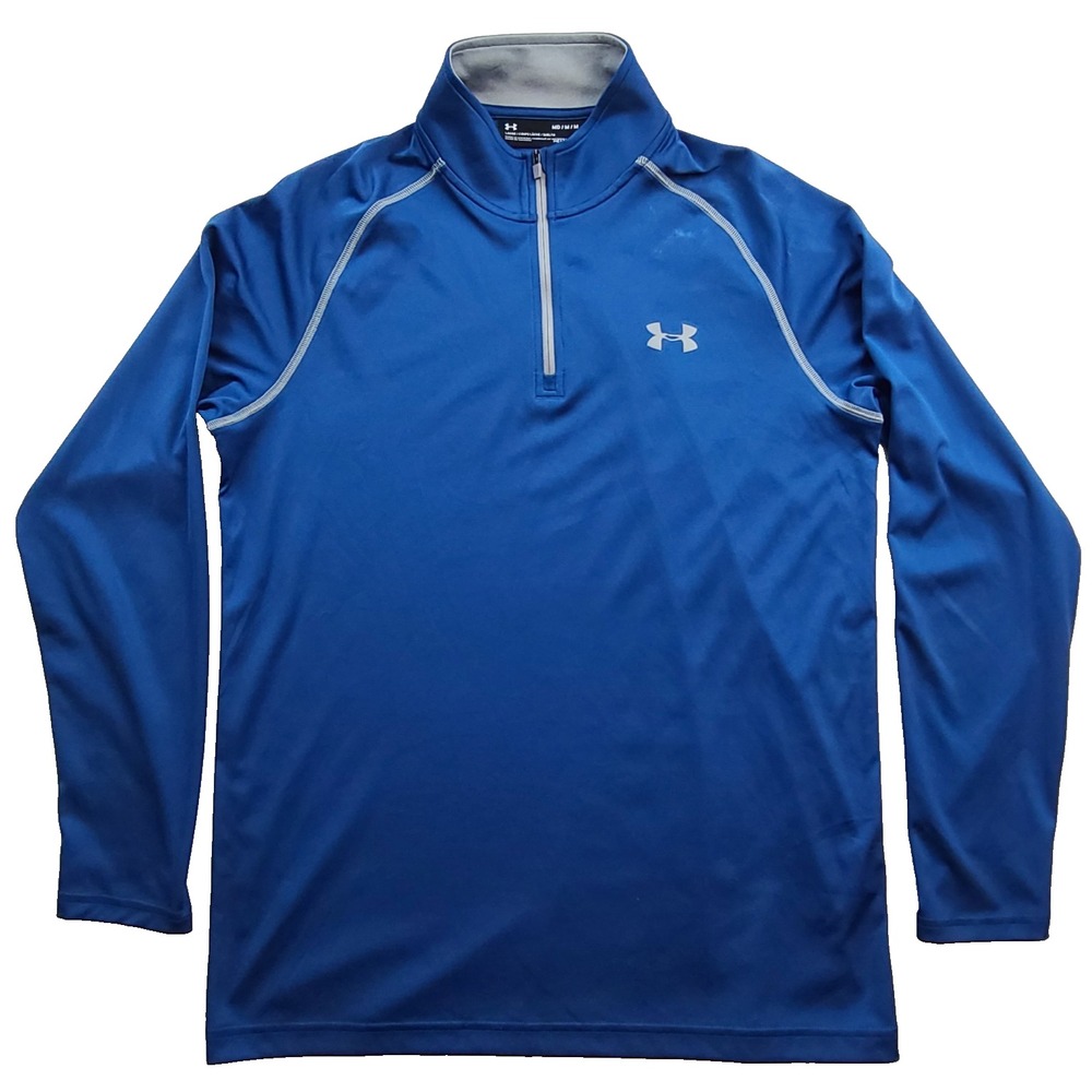 Under Armour Mens Medium Blue 1/4 Zip Pullover HeatGear Loose Fit Shirt 1293946